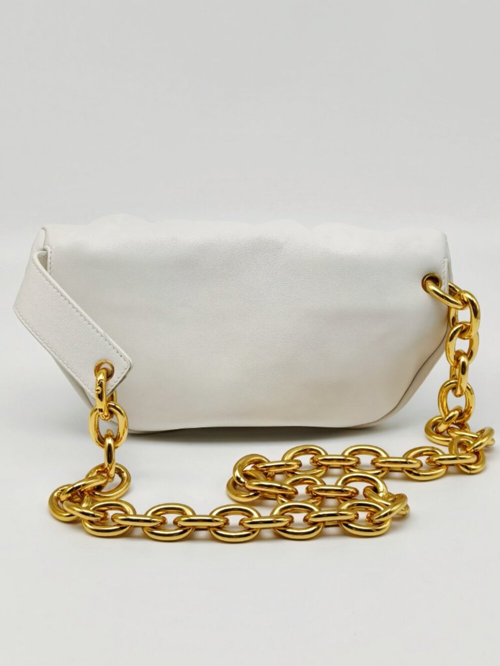 Bottega Veneta The Chain Pouch White Leather Clutch Shoulder Bag Gold Chain - Picture 9 of 14